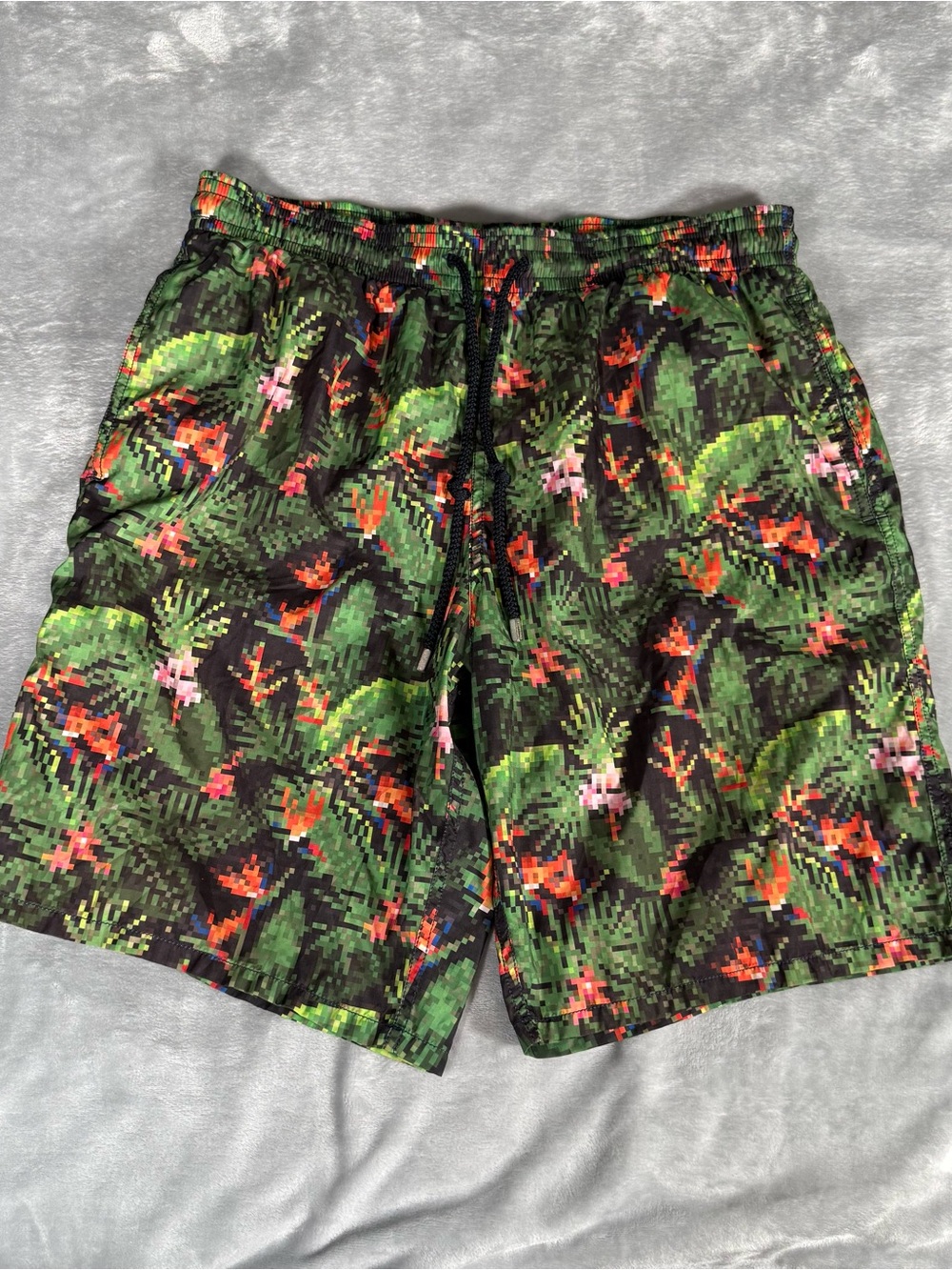 Vilebrequin Digital Tropical Print Swim Trunks Mens 2XL 10” Beach Floral Green